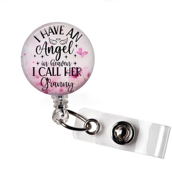 I Have An Angel In Heaven I Call Her Granny ID Name Tag Badge Holder * Grandma * - Picture 1 of 5